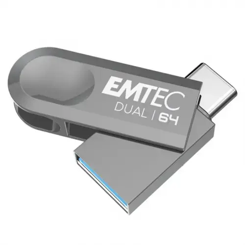 Stick USB Emtec D280 Dual, 64GB, USB-A/USB-C (Argintiu)