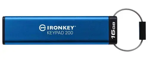 Stick USB Kingston Ironkey Keypad 200, 16GB, USB 3.2 (Albastru)