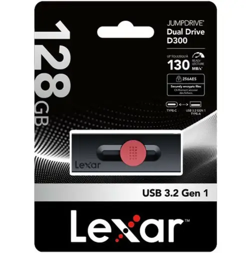 Stick USB Lexar 128GB JumpDrive D300 (Negru)