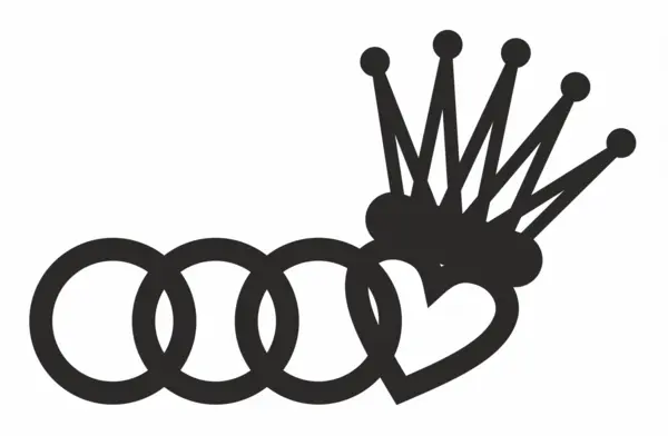 Sticker Auto Love Audi SA4 Negru, 20x13cm