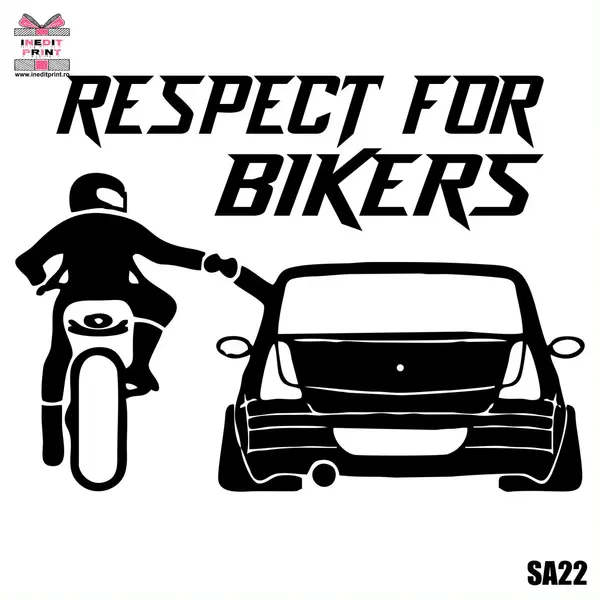 Sticker Auto RESPECT FOR BIKERS SA22 20 CM
