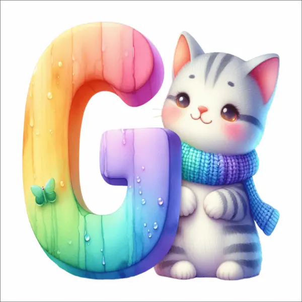 Sticker perete litere cu pisica - alege litera (A-Z) - G