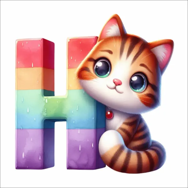 Sticker perete litere cu pisica - alege litera (A-Z) - H
