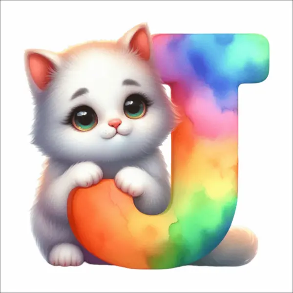 Sticker perete litere cu pisica - alege litera (A-Z) - J