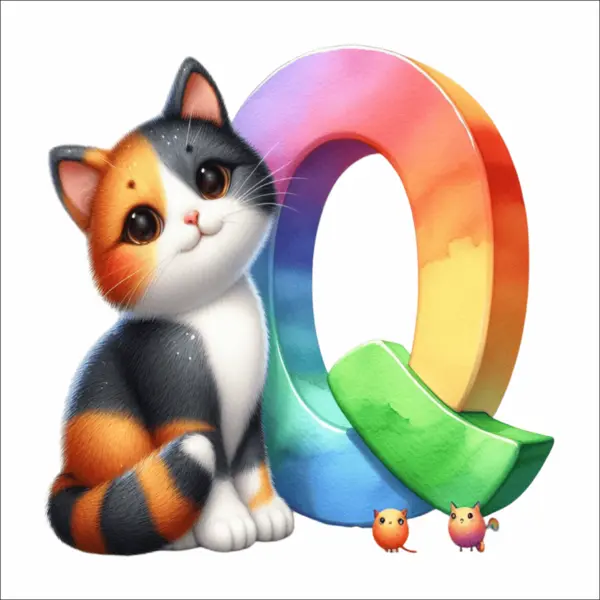 Sticker perete litere cu pisica - alege litera (A-Z) - Q