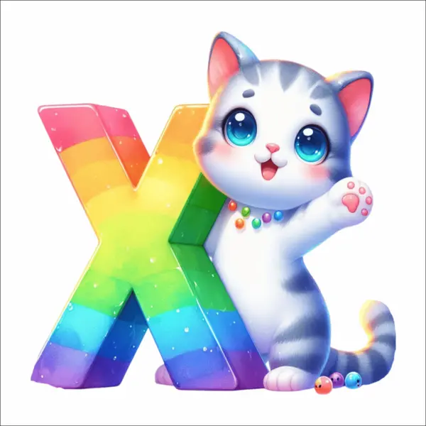 Sticker perete litere cu pisica - alege litera (A-Z) - X