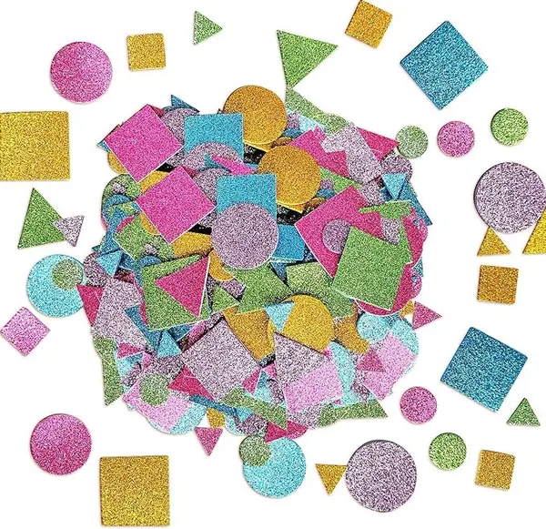 Stickere autoadezive forme geometrice colorate glitter,hartie gumata,60 bucati set