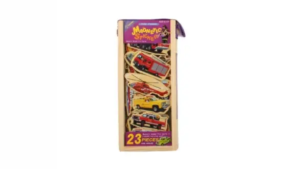 Stickere magnetice Masini de pompier, lemn, 23 piese