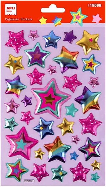 Stickere volumetrice Apli Kids - Stele, 37 buc.
