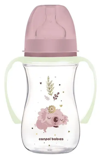 Sticlă anti-colici Canpol - EasyStart, Sleepy Koala, 3luni+, 240 ml, roz