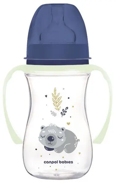 Sticlă anti-colici Canpol - EasyStart, Sleepy Koala, 3luni+, 240 ml, albastru