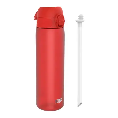 Sticla apa Slim Ion8, cu pai, recyclon, 500ml, Rosu