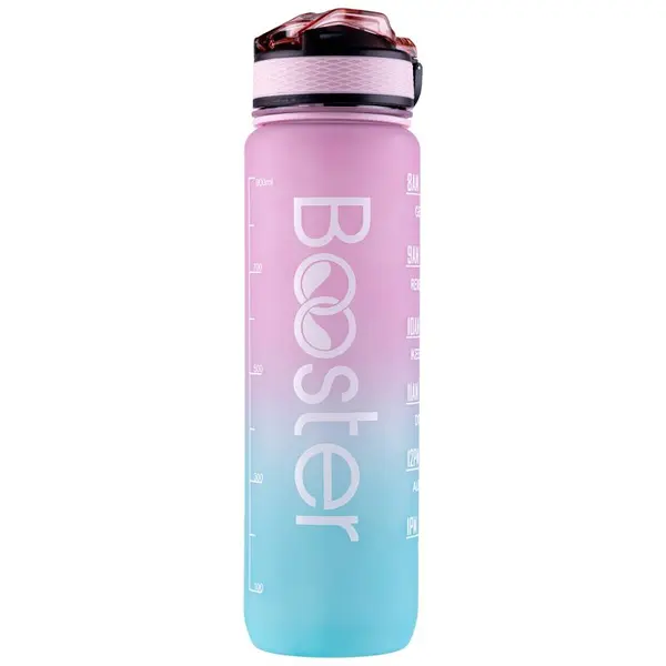 Sticla de apa Booster din Tritan, BPA Free, gradata pentru activitati sportive, capacitate 32oz / 1000ml, f Roz-Albastru