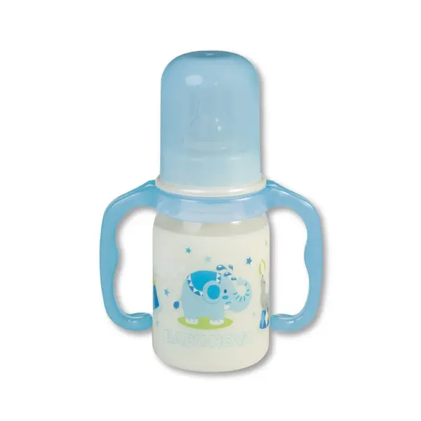 Sticlă de plastic cu mânere Baby Nova РР - 125 ml, albastru