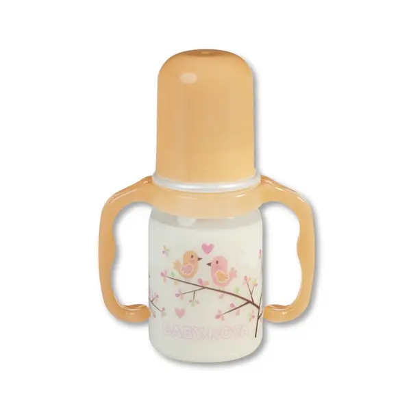 Sticlă de plastic cu mânere Baby Nova РР - 125 ml, portocaliu