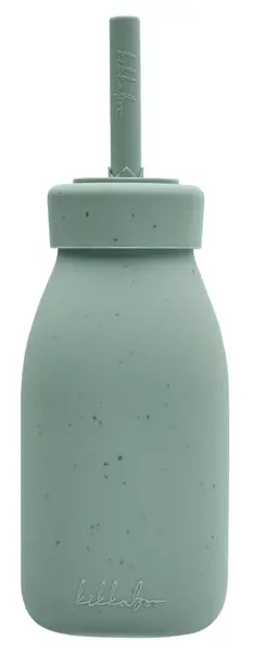 Sticlă de silicon cu pai KikkaBoo Platinum Silicone - Sage, 200 ml