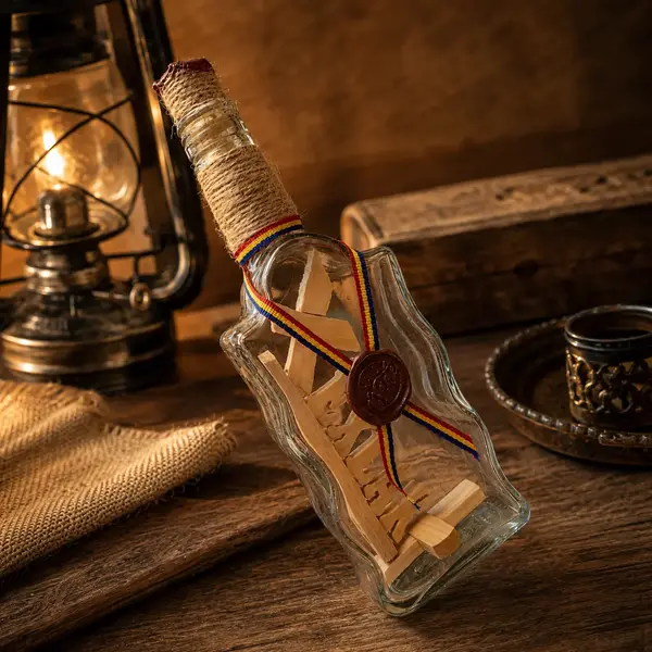 Sticla Personalizata cu Nume - Artizanala cu Lemn in Interior, Cadou pentru El sau Ea Varianta 2 500 ml