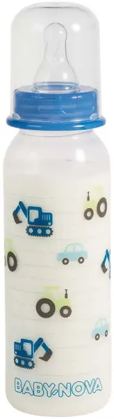 Sticlă standard din plastic Baby Nova - 250 ml, mașinuțe