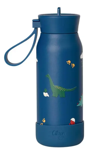 Sticlă termică pentru apă Citron - Blue Dino, 250 ml, albastră