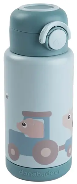 Sticlă termos Done by Deer - Farm, Blue, 340 ml