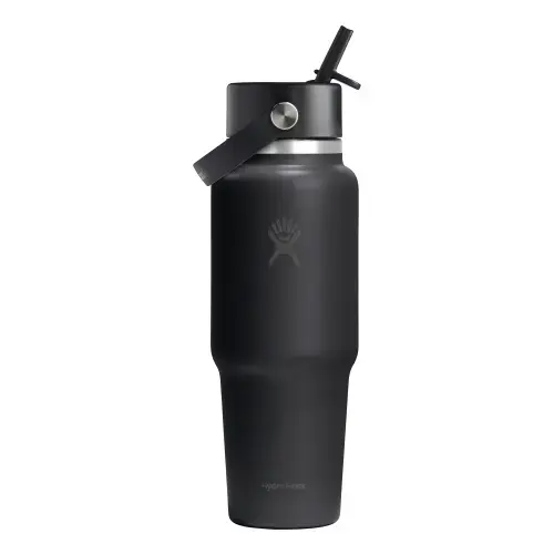 Sticla termos, inox, 950ml, inchWide Strawinch, Hydro Flask (Negru)