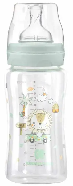 Sticle de sticlă pentru copii KikkaBoo Jungle King - 240 ml, mentă