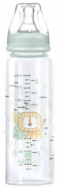 Sticle de sticlă pentru copii KikkaBoo Savanna - 240 ml, mentă
