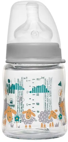 Sticle de sticlă pentru copii NIP - Flow S, 0 m+, 120 ml, Boy