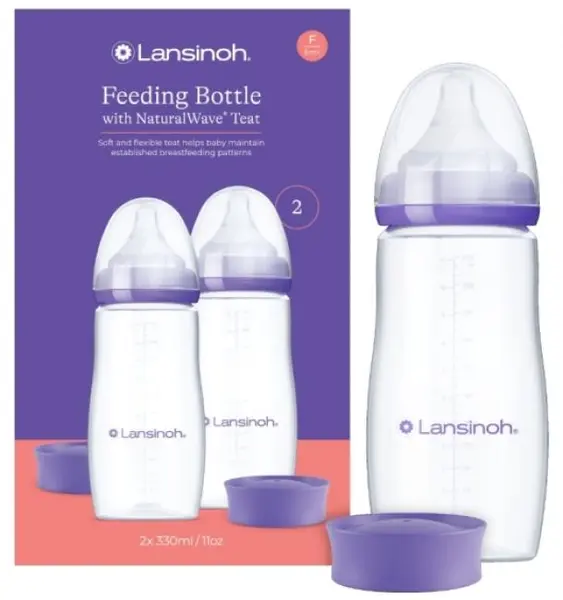 Sticle pentru bebeluși Lansinoh - NaturalWave, 2 x 330 ml, 6 luni+