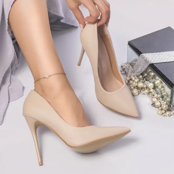 Stiletto marina piele ecologica bej