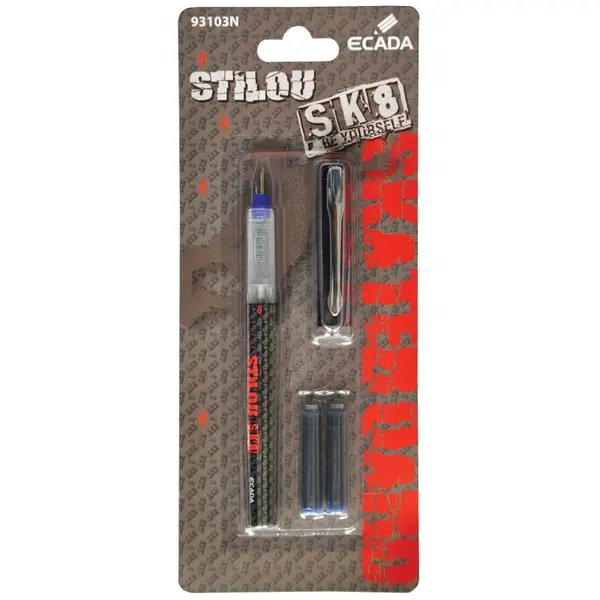 Stilou din plastic cu 2 patroane, negru, SK8, Ecada