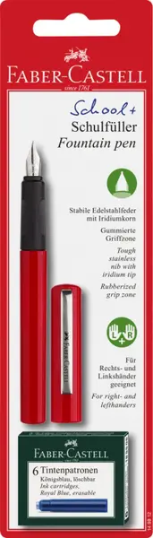 Stilou pentru copii Faber-Castell - Rosu, cu 6 patroane