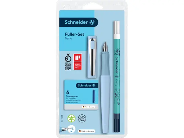 Stilou Schneider Tomo + pic corector + 6 rezerve,penita M,manson ergonomic, +7 ani