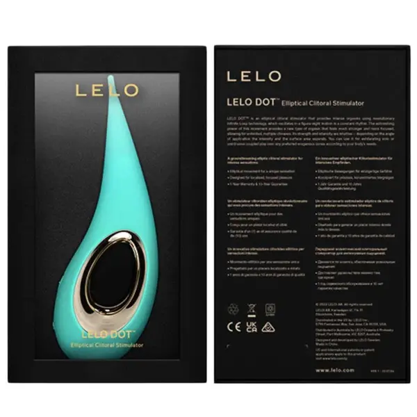 Stimulator clitoris LELO DOT AQUA, din silicon moale, cu mișcări inovatoare în formă de 8, 8 funcții de vibrație, albastru