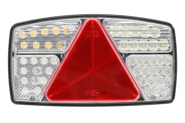 Stop spate stanga (LED, 10 30V, cu intermitent, cu far ceata, lumina de marsarier, cu stop, lumina de parcare, reflector triunghiular, lungime cablu: 0,5m) potrivit SCANIA