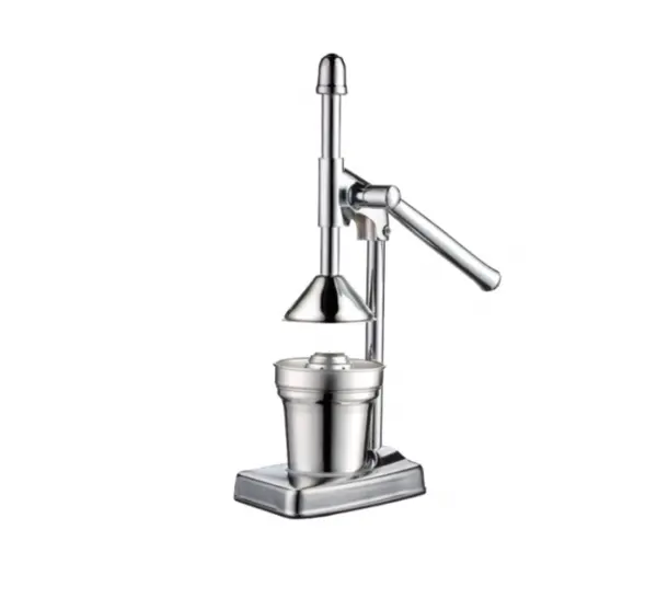 Storcator manual pentru fructe tip presa din inox cu recipient si strecuratoare inclusa argintiu