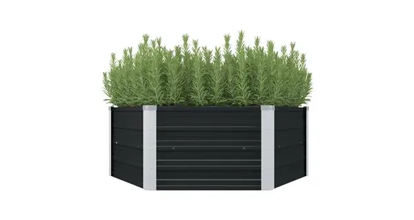 Strat inaltat de gradina antracit 129x129x45 cm otel galvanizat
