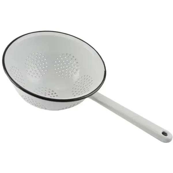Strecuratoare Emailata pentru Paste, 22 cm, Alba, Perfect Home
