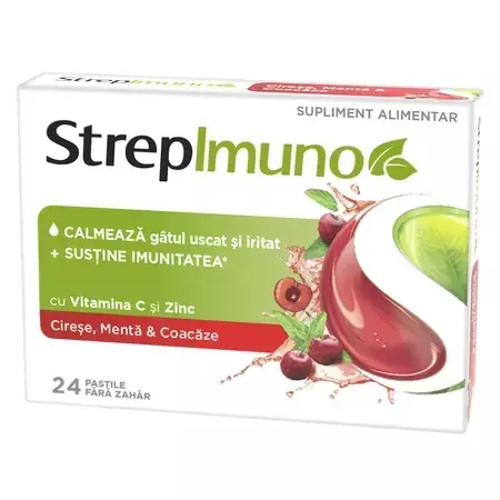 Strepimuno cu Cirese, Menta si Coacaze, 24 Pastile
