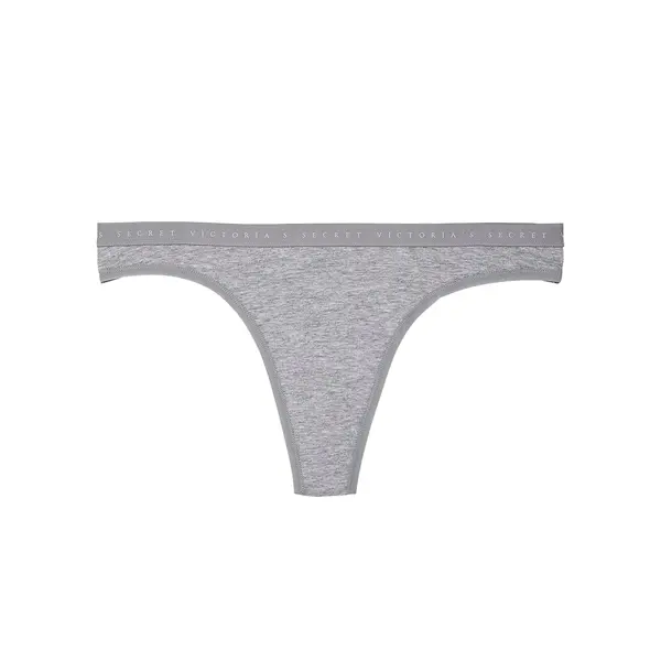 Stretch cotton thong panty - med htr grey M