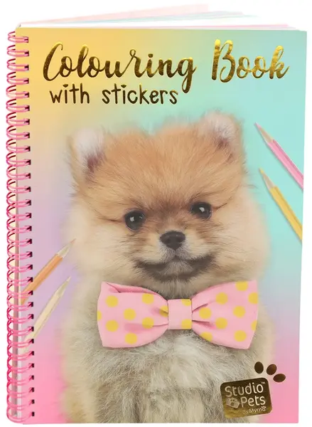 Studio Pets Carte de colorat cu autocolante - A5, Puppy Pompon