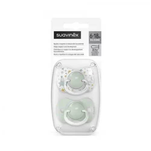 Suavinex suzeta fiziologica din silicon SX Pro Dreams 6-18luni, verde x 2 bucati (308275) Zephyr Labs