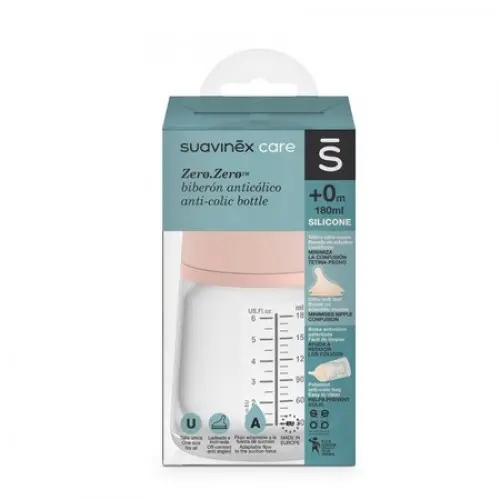 Suavinex Zero Zero biberon 180ml cu tetina din silicon cu debit adaptiv (304590) Zephyr Labs