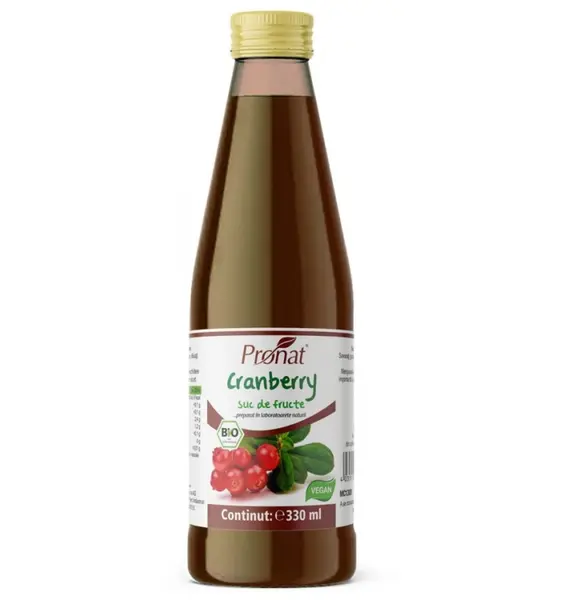 Suc de merisoare ( afine rosii ),100%, bio, 330 ml