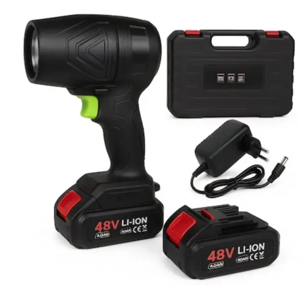 Suflanta aer portabila fara fir 48V cu 2 acumulatori NEAGRA