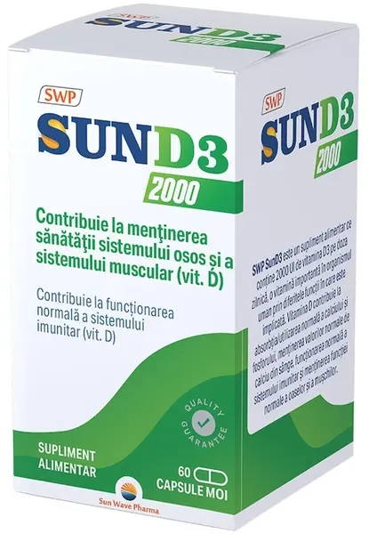 Sun D3, 2000 IU, 60 capsule , Sun Wave Pharma