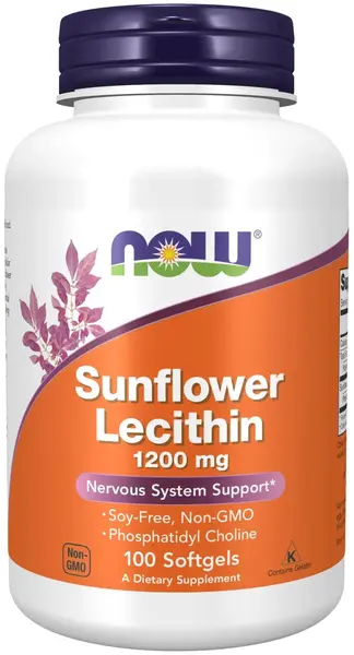 Sunflower Lecithin, 1200 mg, 100 capsule gel, Now
