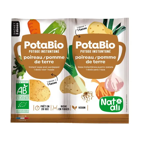 Supa instant cu praz, cartofi si legume bio 2 buc x 8.5g 17g Nat-ali