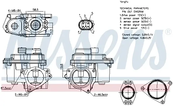 Supapa EGR potrivit AUDI A3, A4 ALLROAD B8, A4 B8, A5, A6 C6, Q5, TT; SEAT ALTEA, ALTEA XL, EXEO, EXEO ST, LEON, TOLEDO III; SKODA OCTAVIA II, SUPERB II, YETI; VW BEETLE, EOS 2.0D 05.03-