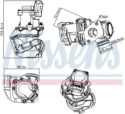 Supapa EGR potrivit CITROEN C1, C2, C2 ENTERPRISE, C3 I, C3 II, C3 PLURIEL, NEMO, NEMO MINIVAN; FORD FIESTA V, FIESTA VI, FUSION; MAZDA 2; PEUGEOT 1007, 107, 206, 206+, 207 1.4D 1.6D 09.01-